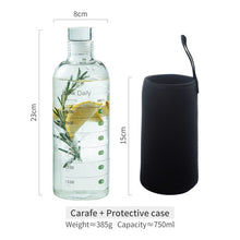 Load image into Gallery viewer, Transparent Glass Water Bottle With Time Marker