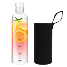 Load image into Gallery viewer, Transparent Glass Water Bottle With Time Marker
