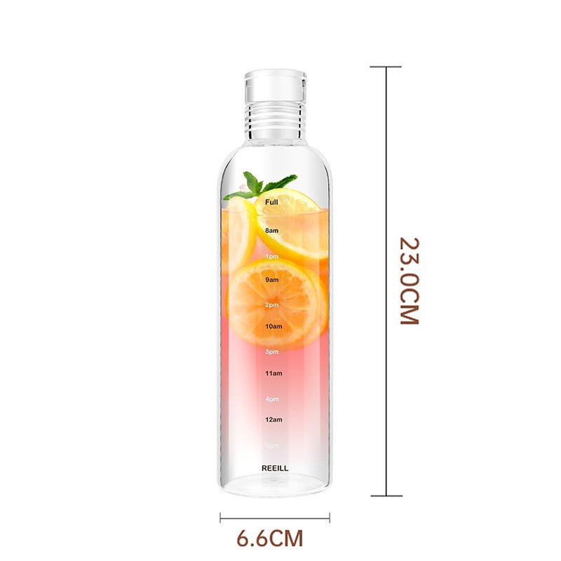 Transparent Glass Water Bottle With Time Marker